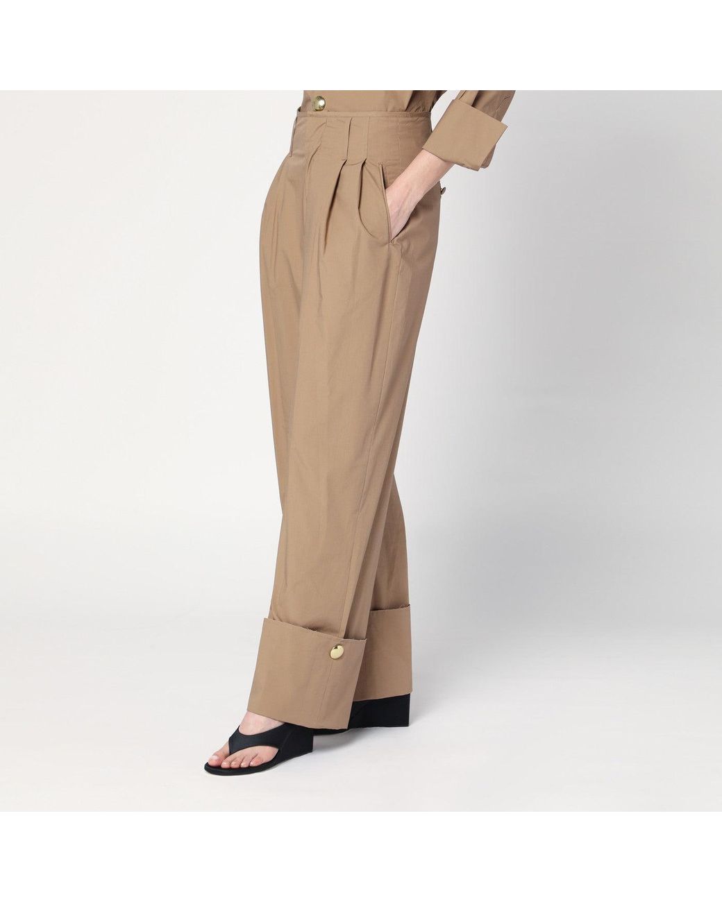 DARKPARK Natural Camel Coloured Cuffed Trousers