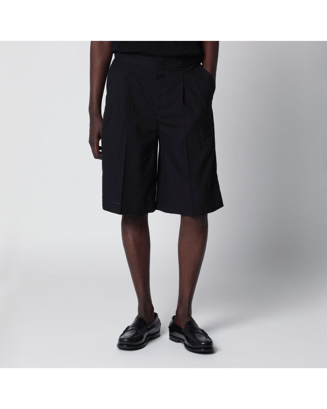 PT Torino Black Cotton Bermuda Shorts for men