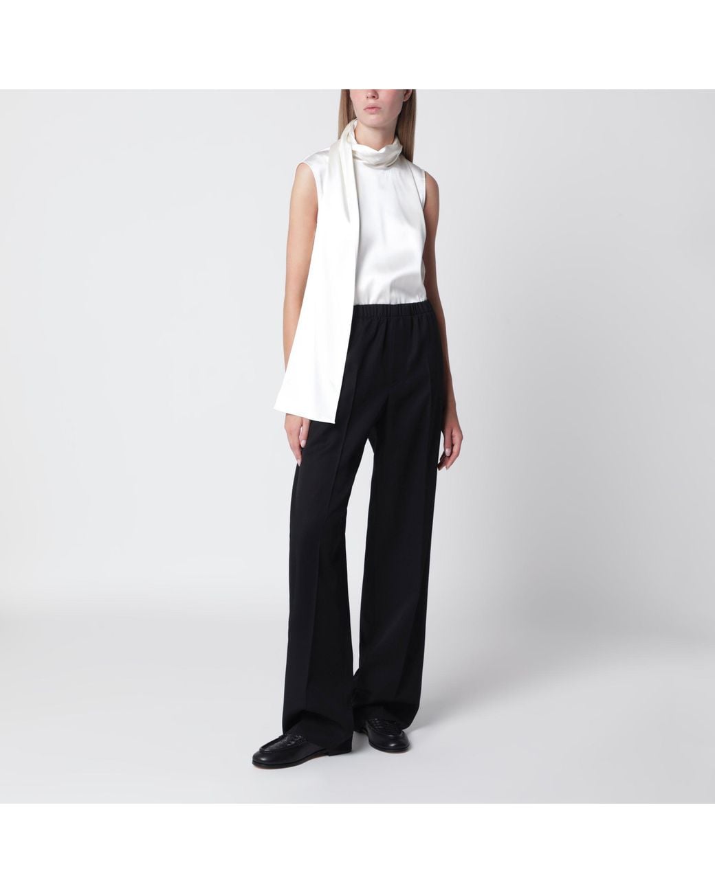 Bottega Veneta Black Wide-Leg Elasticated Trousers