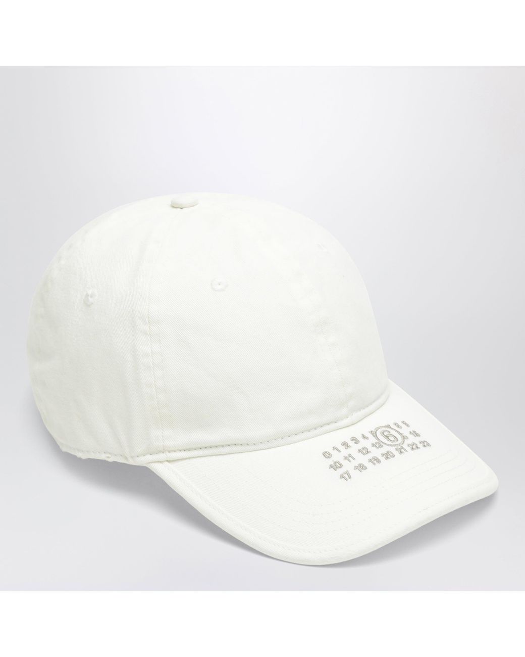 MM6 by Maison Margiela White Cream Baseball Cap With Numeric Logo