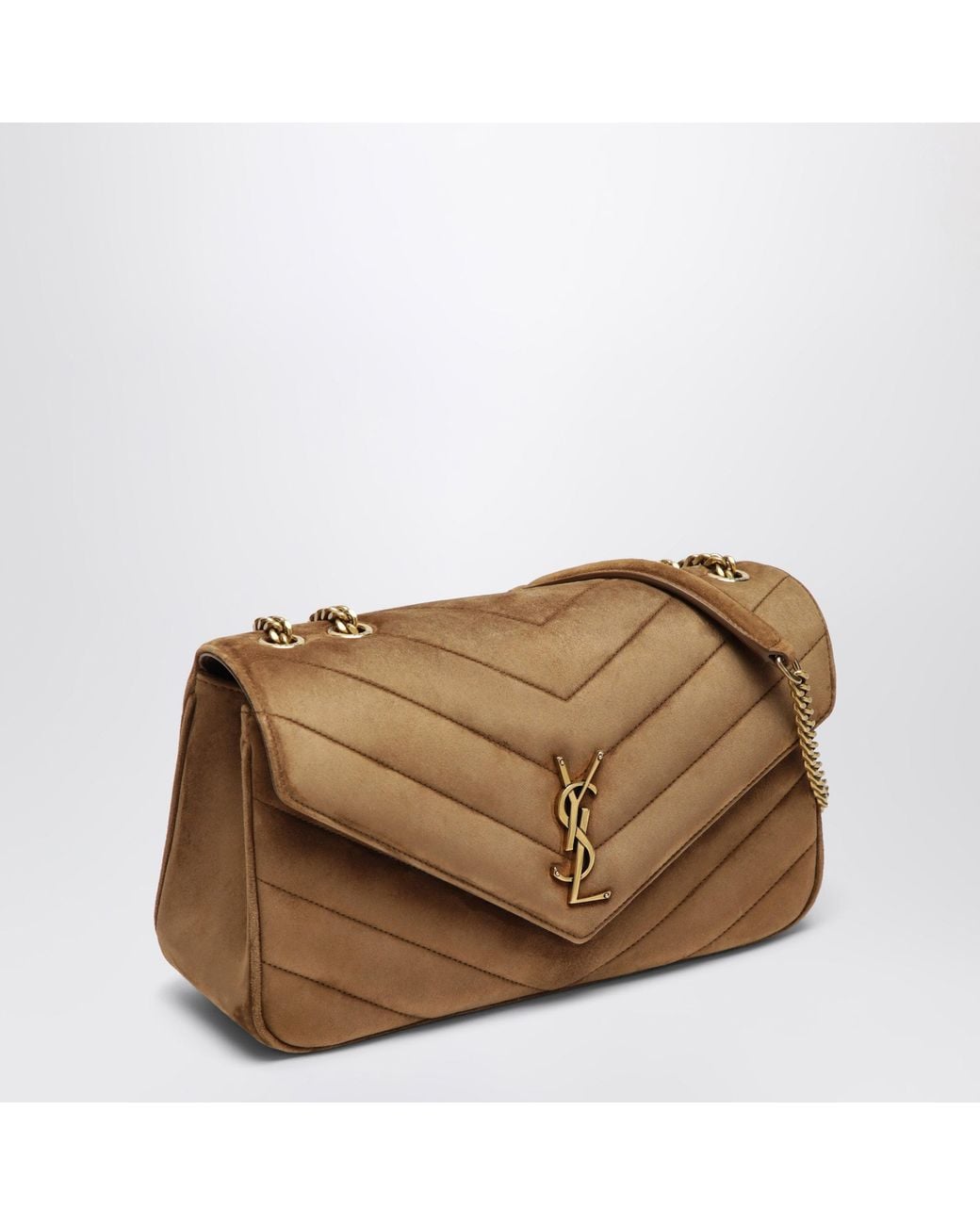 Saint Laurent Brown Loulou Medium Caramel Suede Bag
