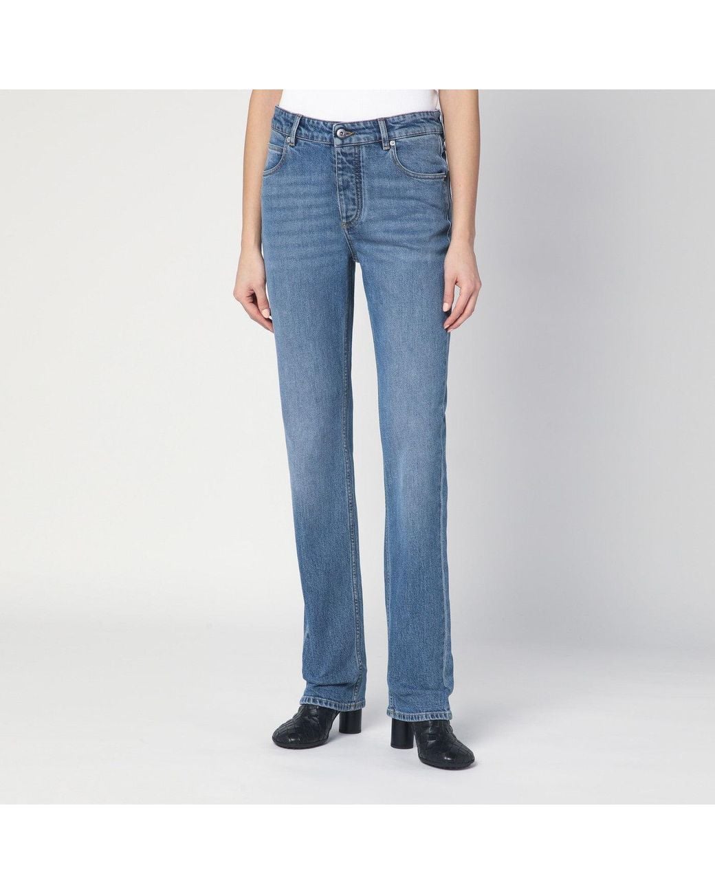 Bottega Veneta Blue Jeans With Intrecciato Patch