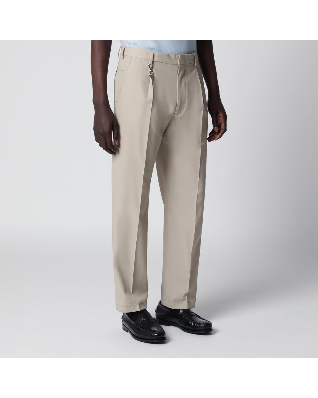 Prada Brown Sand-Colored Cotton Trousers for men