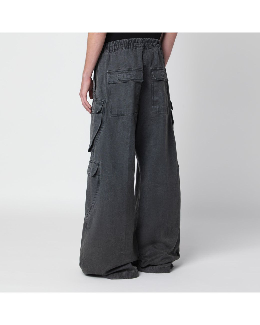 Rick Owens Black Jumbo Belas Gravel Cotton Cargo Pants for men