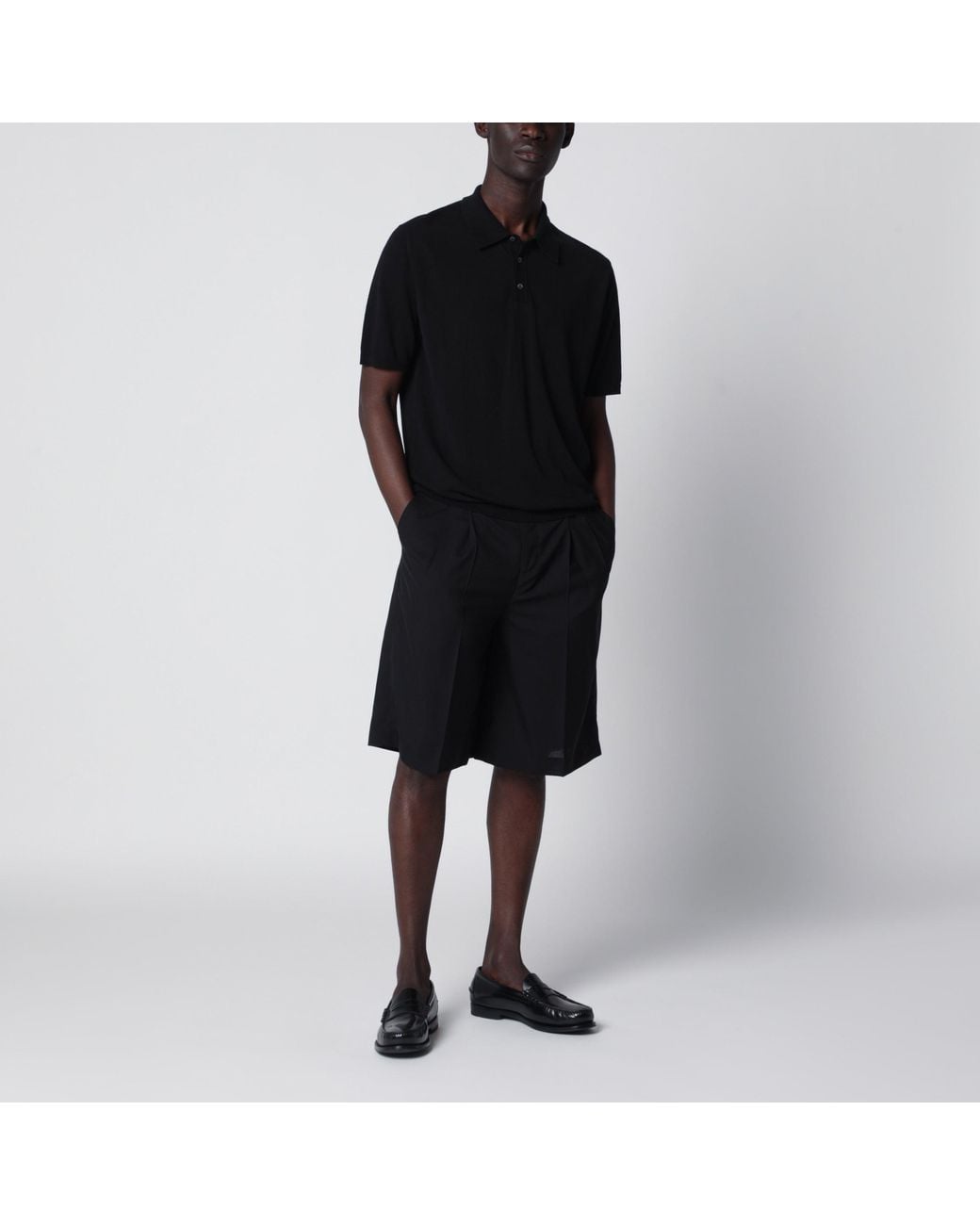 PT Torino Black Cotton Bermuda Shorts for men