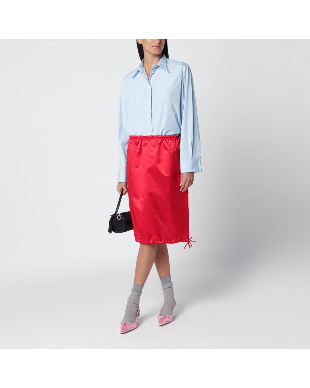 Prada Red Silk Skirt