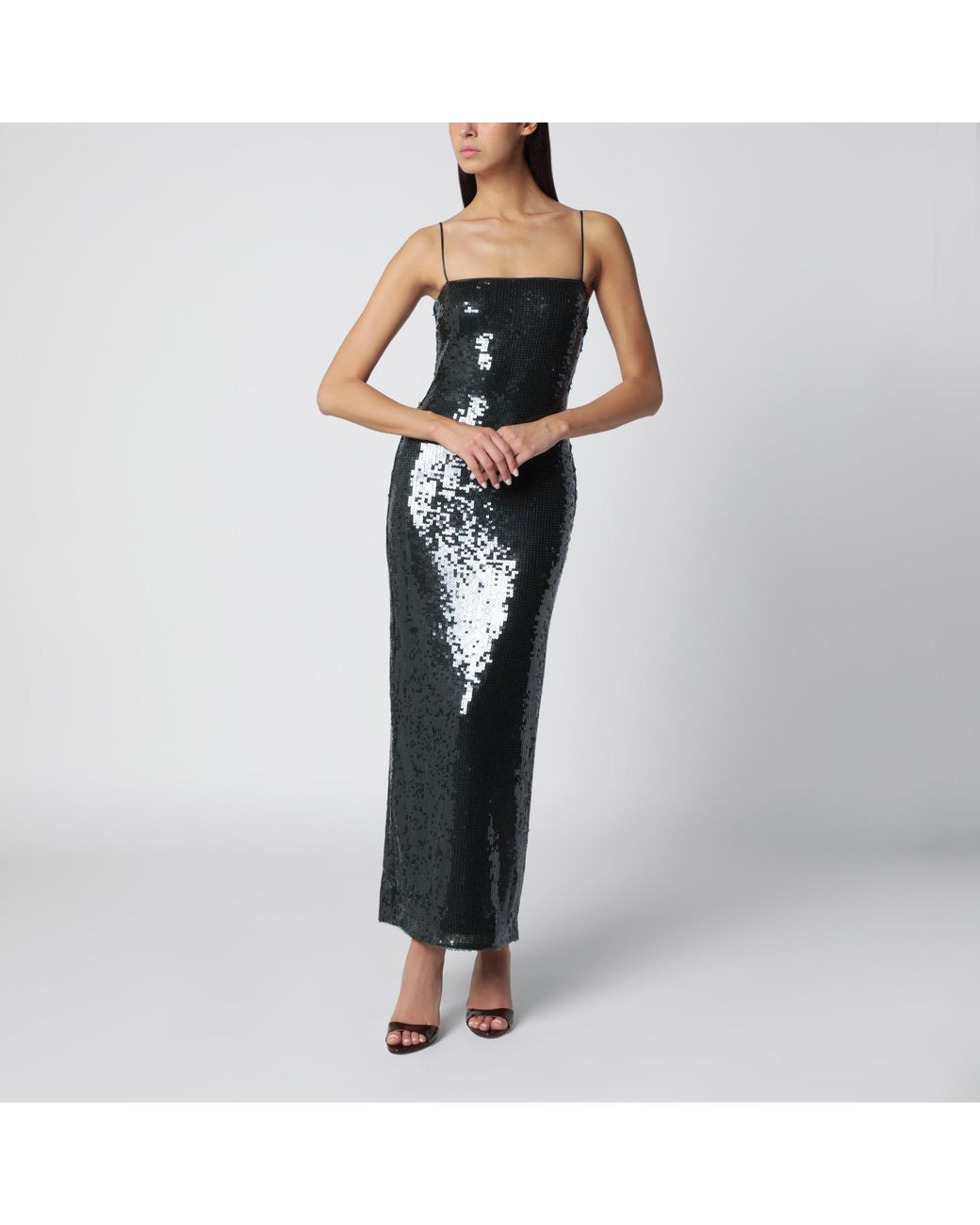 ROTATE BIRGER CHRISTENSEN Black Sequined Maxi Dress