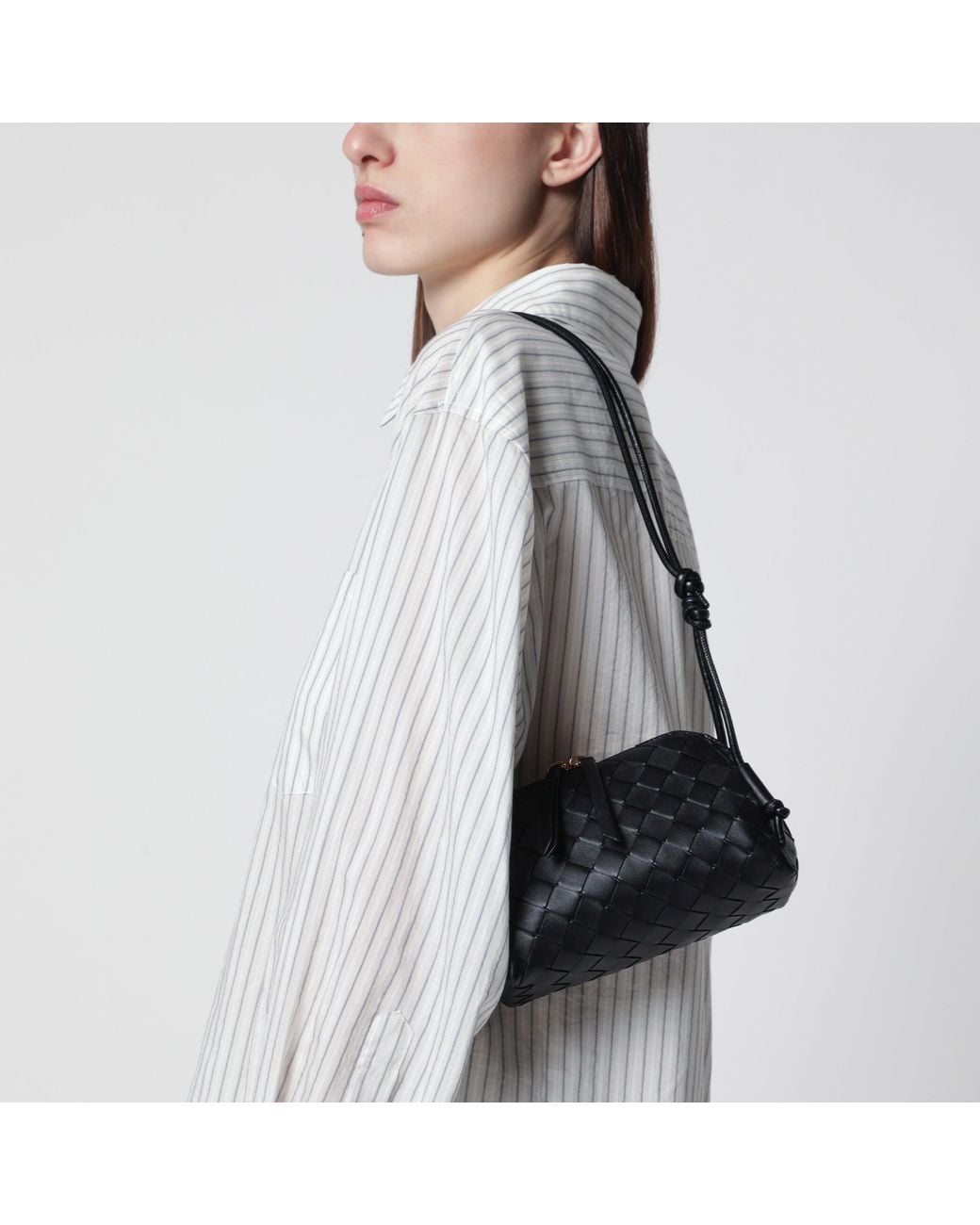 Bottega Veneta Black Plaited Concert Clutch Bag