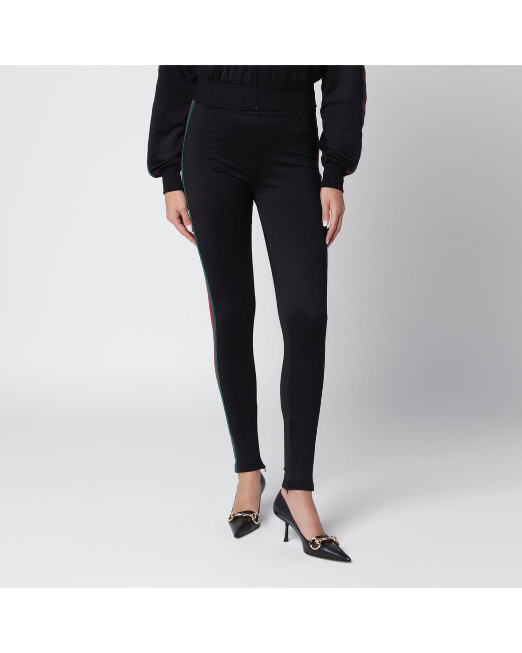 Gucci Black Leggings With Web Stripe