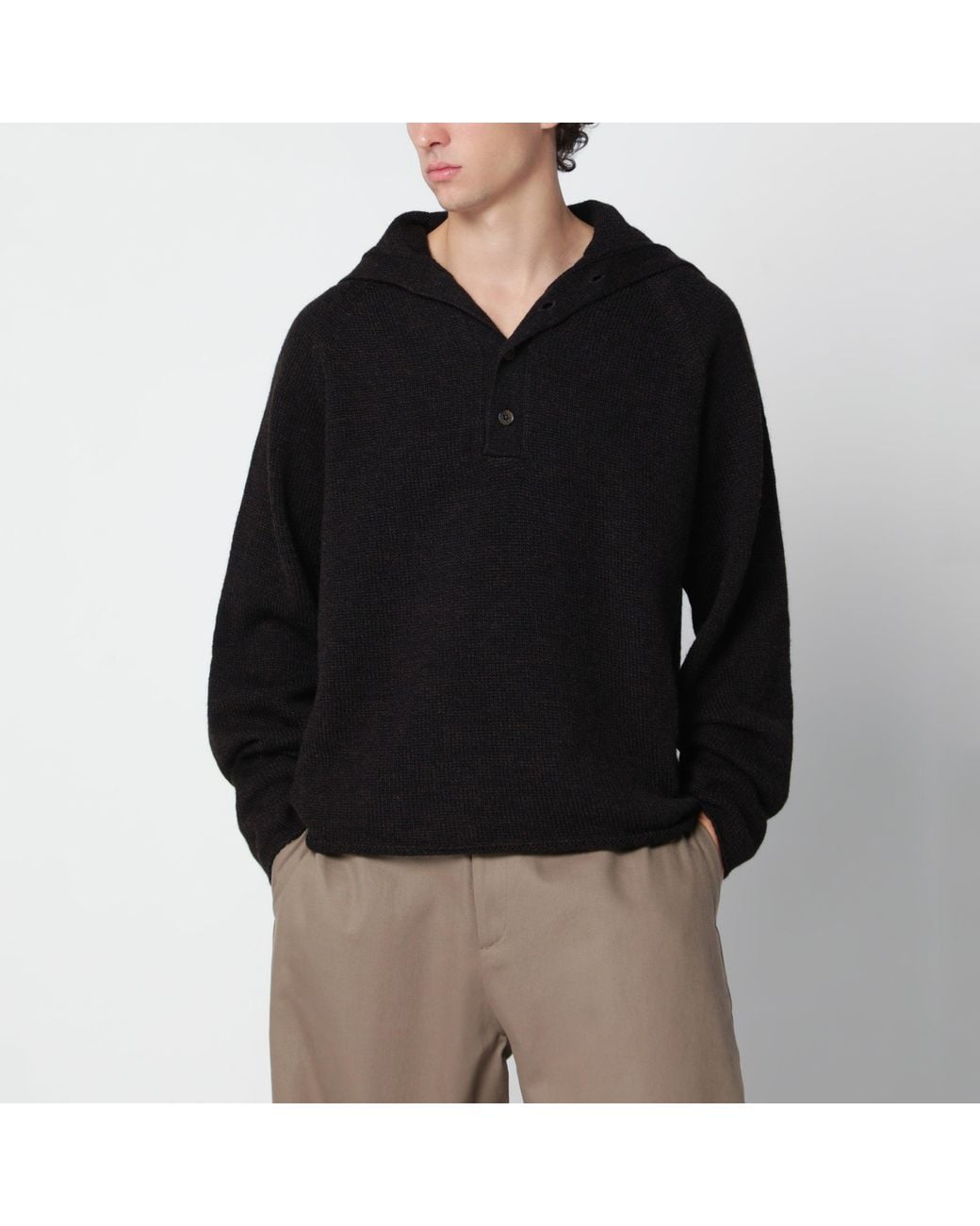 YMC Black Dark Wool Sweater for men