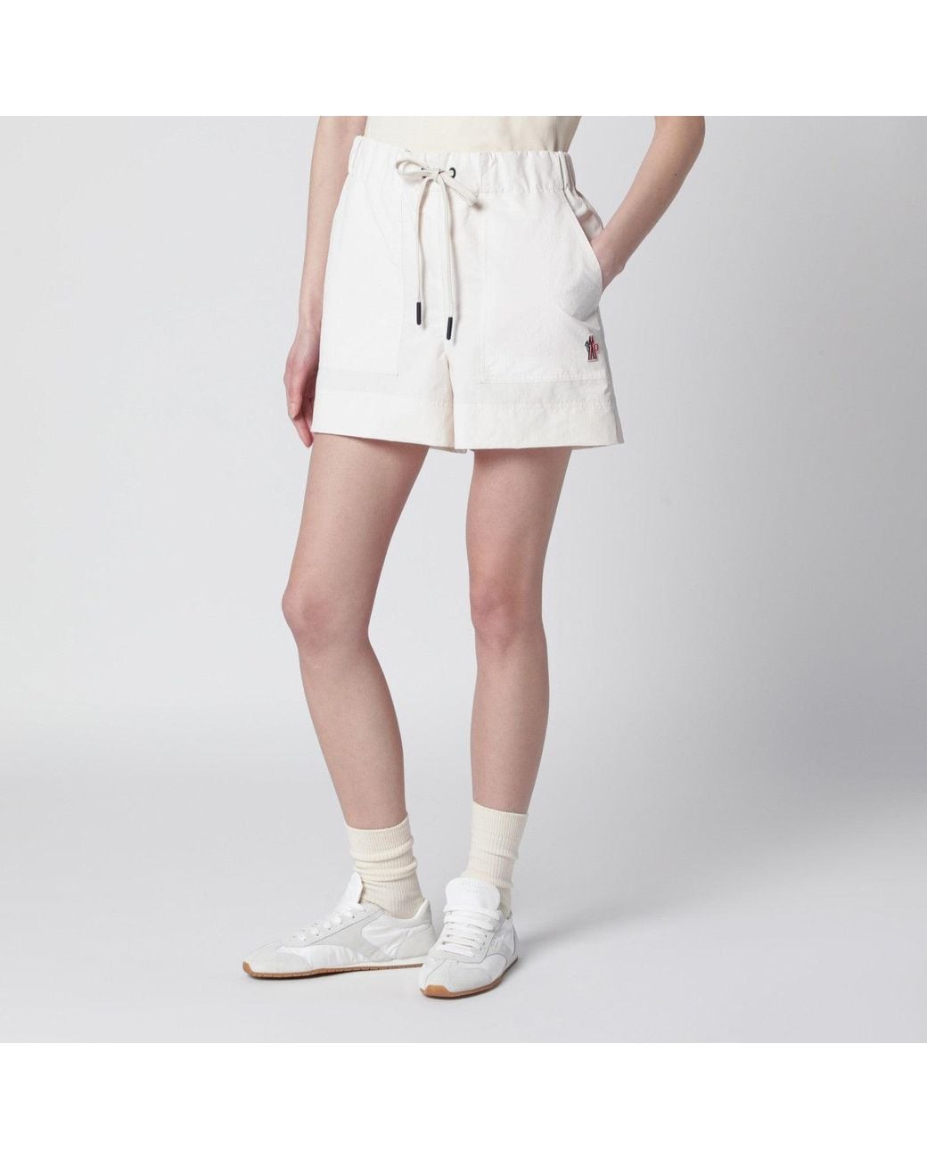 Moncler White Technical Froissé Shorts