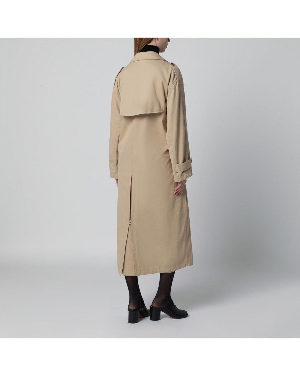 MM6 by Maison Margiela Metallic Cotton Trench Coat With Gloves