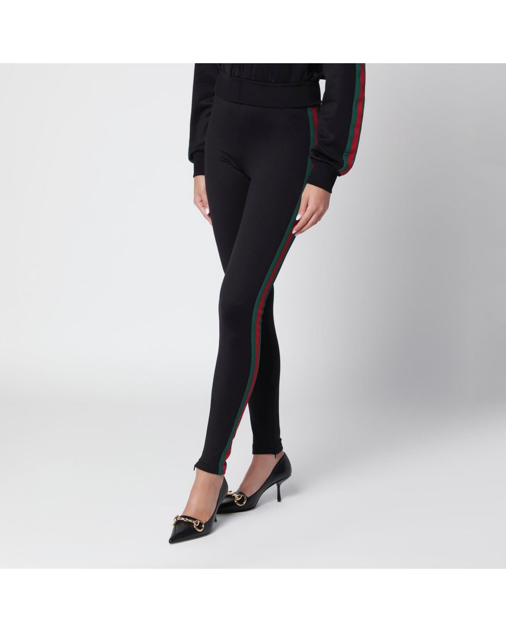 Gucci Black Leggings With Web Stripe