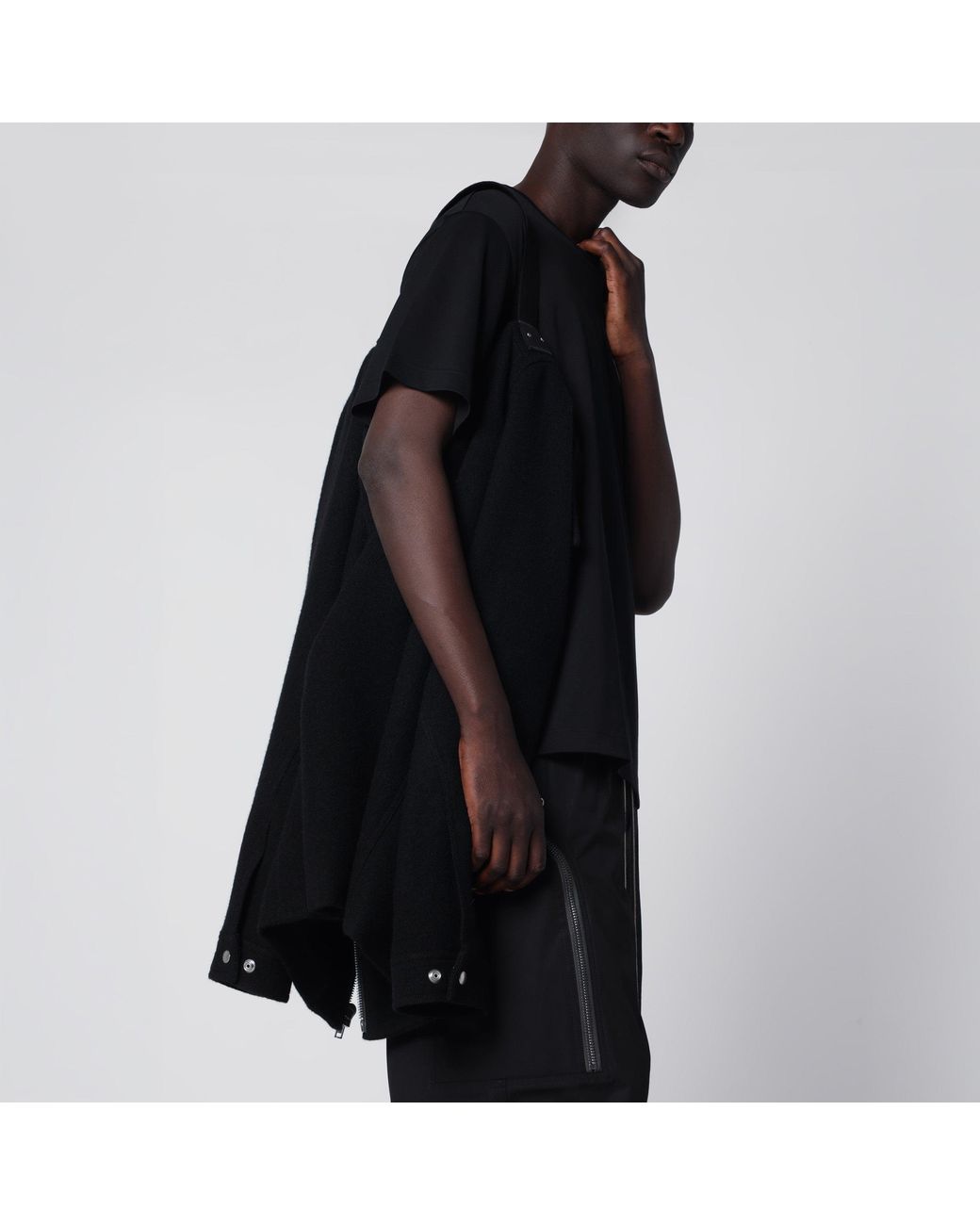 Rick Owens Black Wool Zip-Up Jacket for men