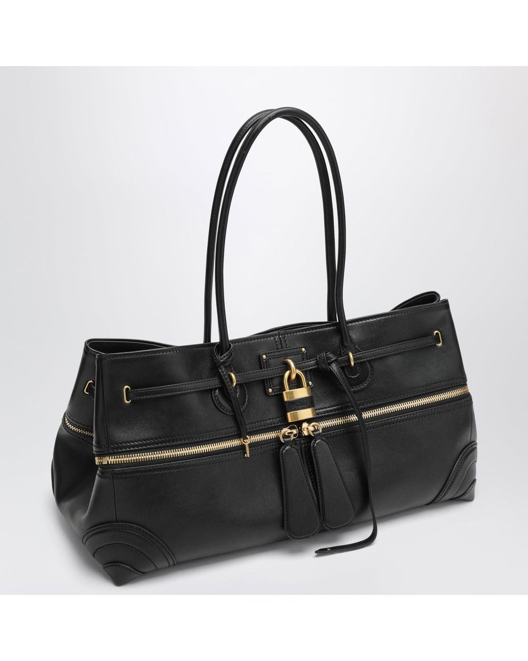 Chloé Black Paddington Sling Large East-West Bag With Oversized Padlock