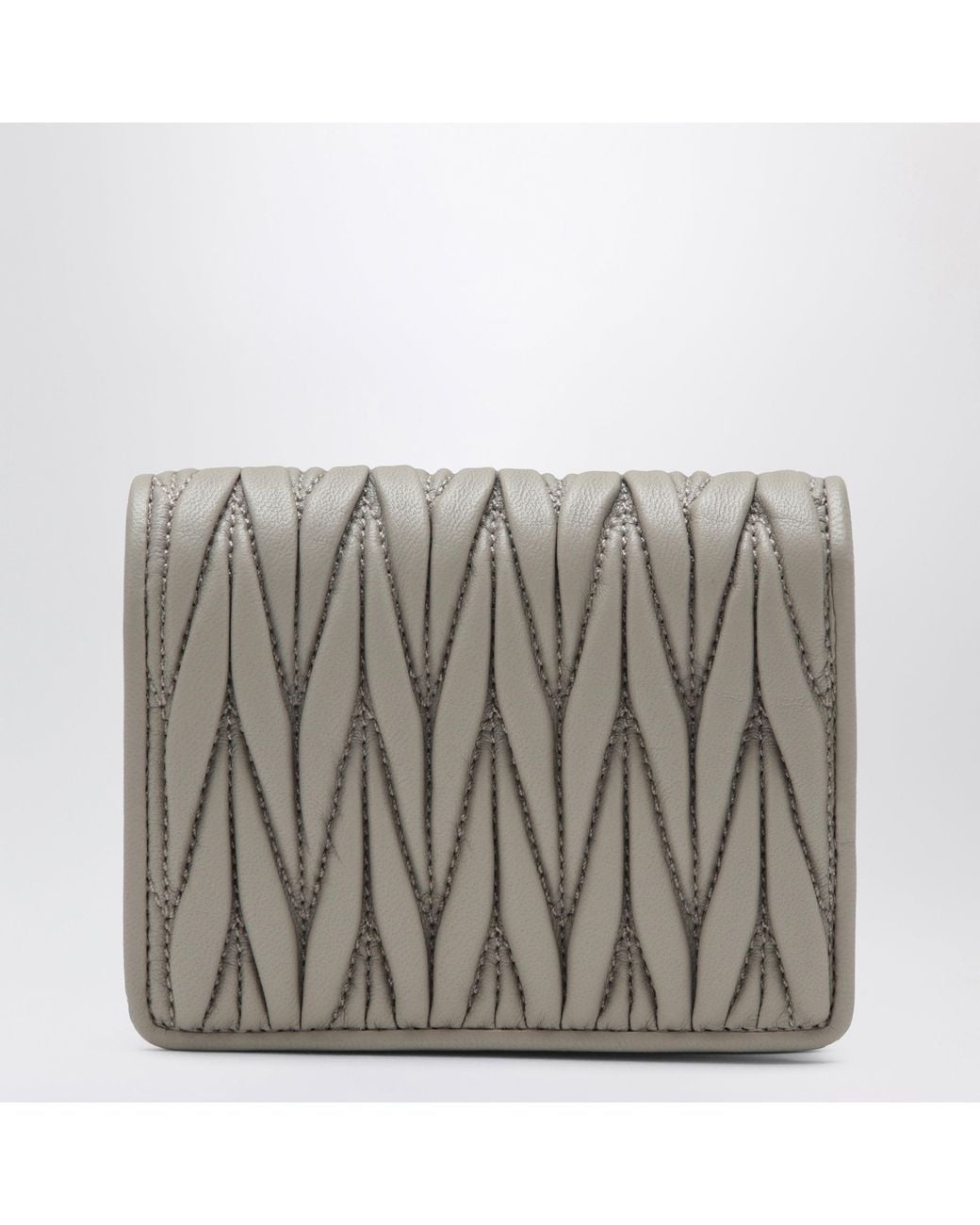 Miu Miu Metallic Pumice Matelassé Nappa Leather Wallet