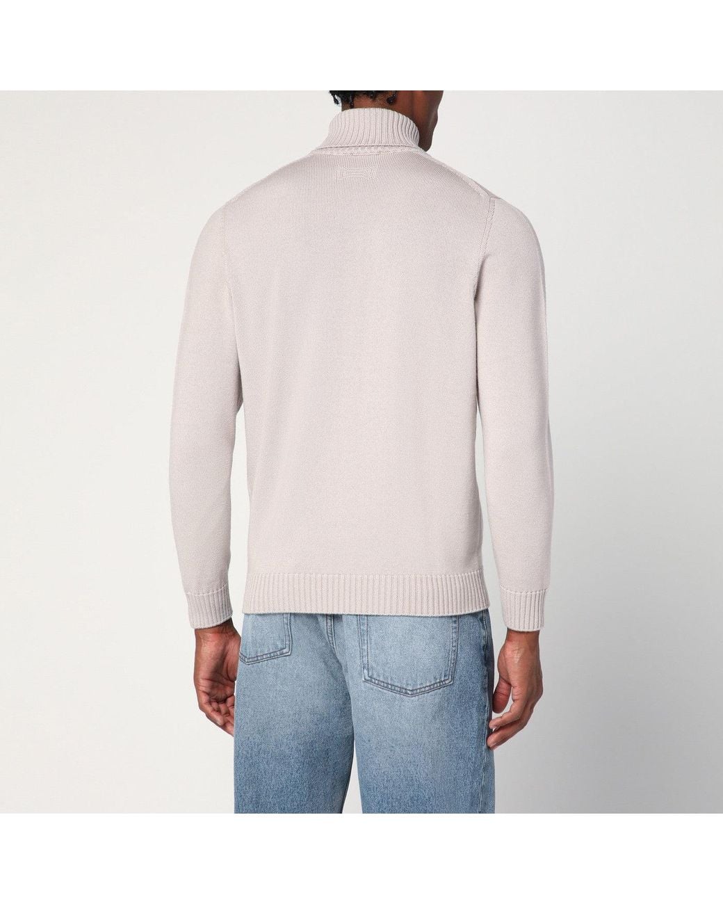 Drumohr Gray Greige Wool Turtleneck for men