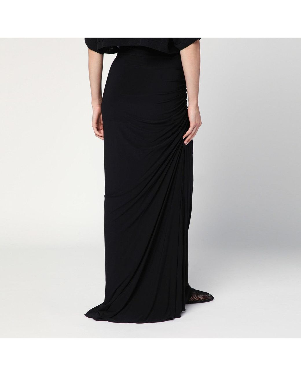 Alaïa Black Long Draped Skirt