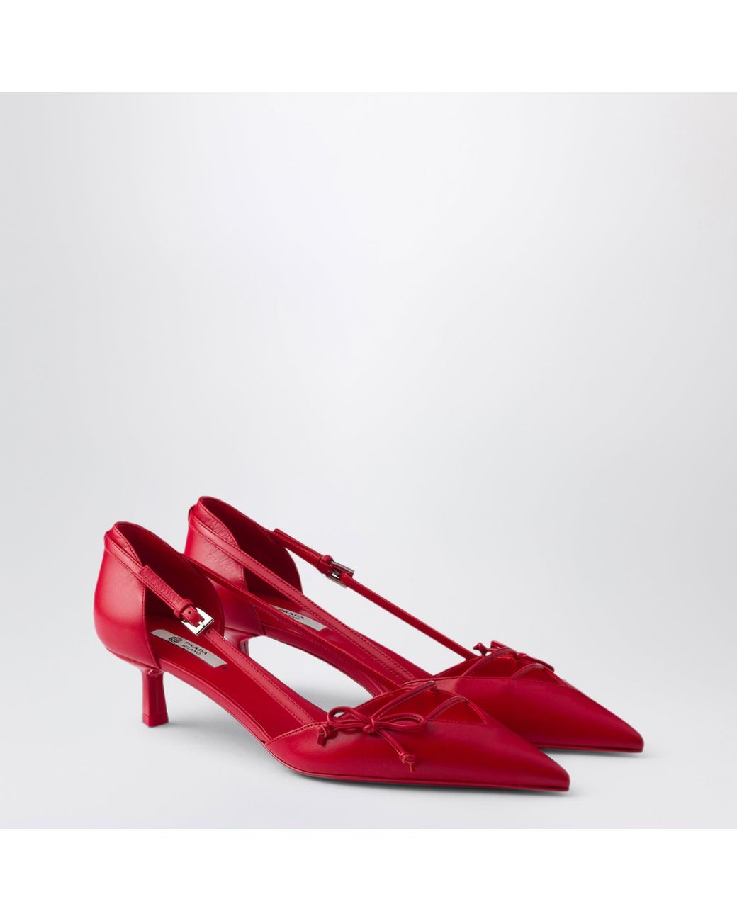 Prada Red Leather Side-Open Pumps
