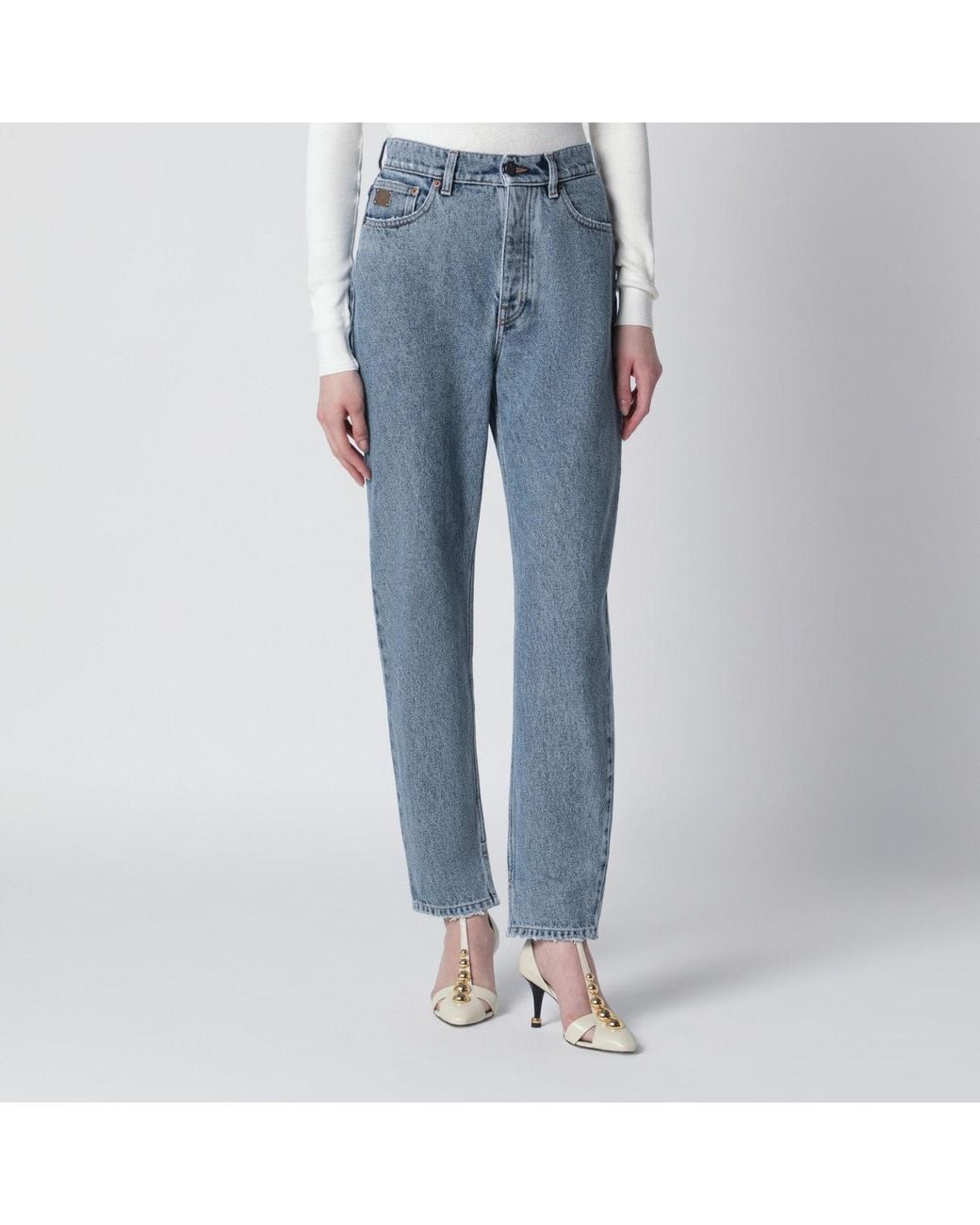 Chloé Blue Light High-Waisted Tapered Jeans