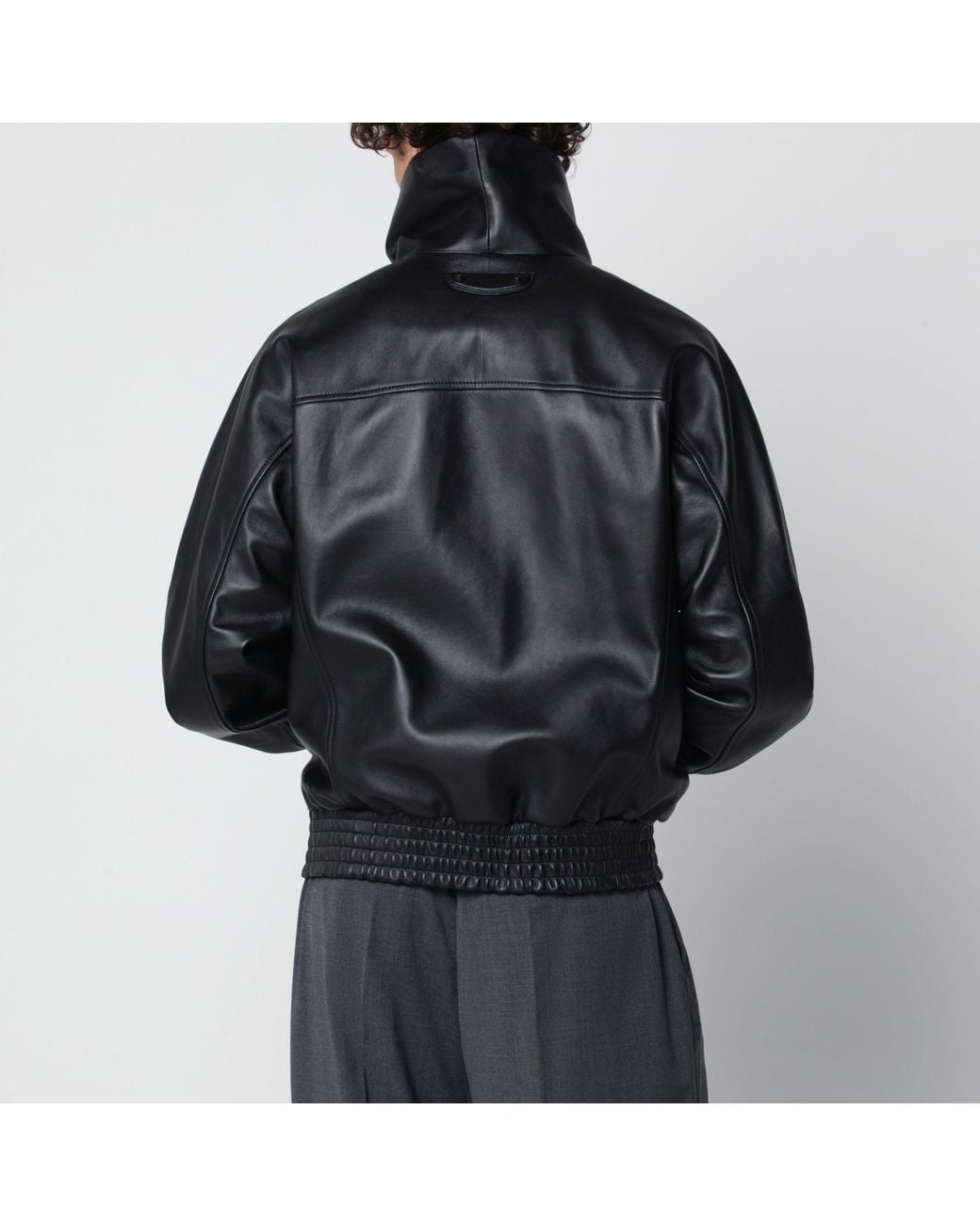 Balenciaga Black Leather Jacket With Logo for men