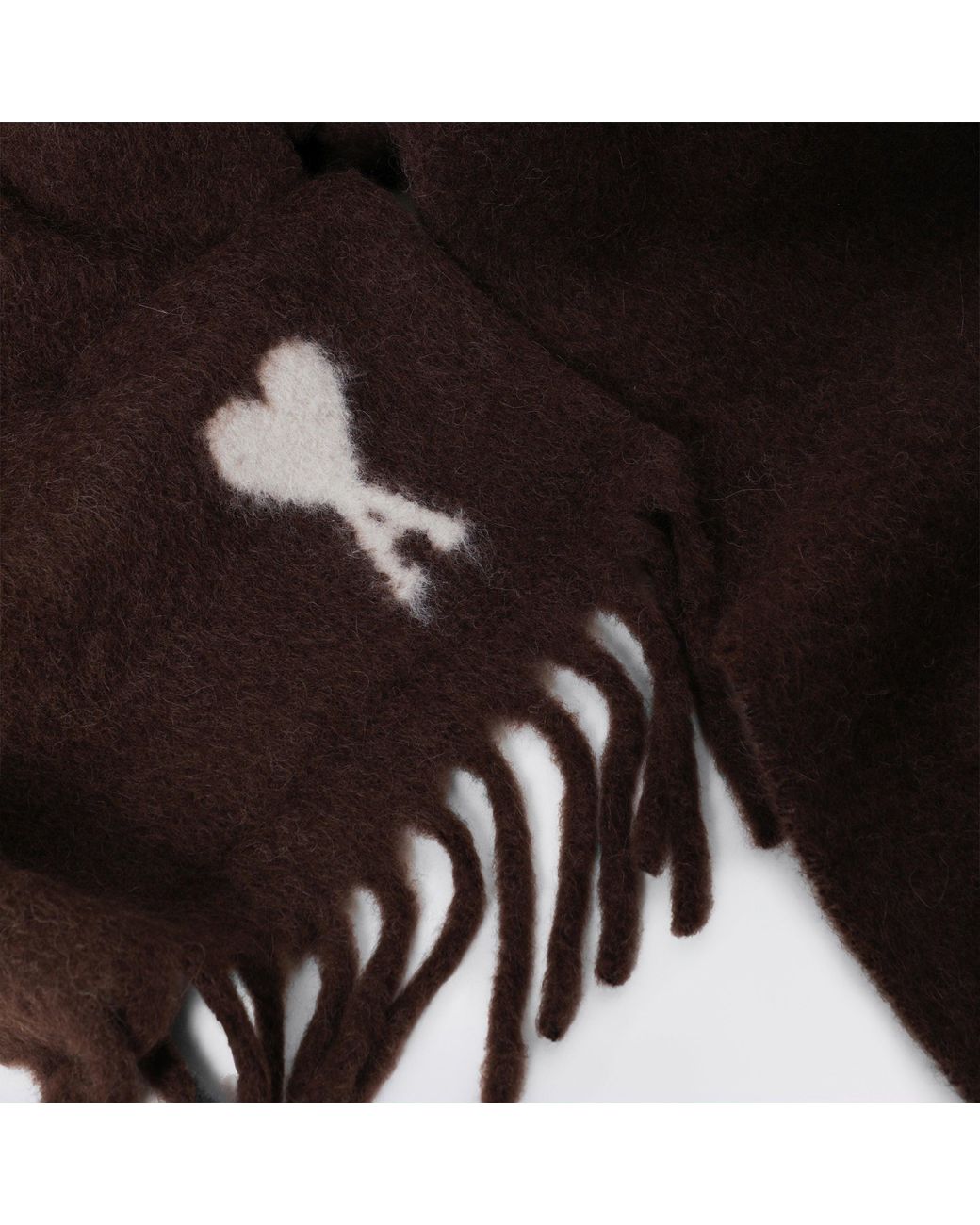 AMI Brown Ami De Coeur Scarf for men