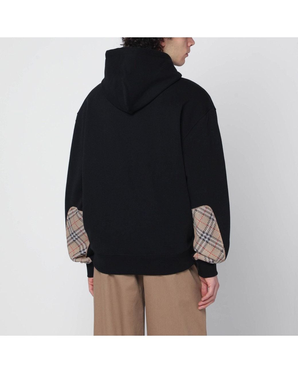 Burberry Black Sweatshirt With Checkpattern Inserts for men