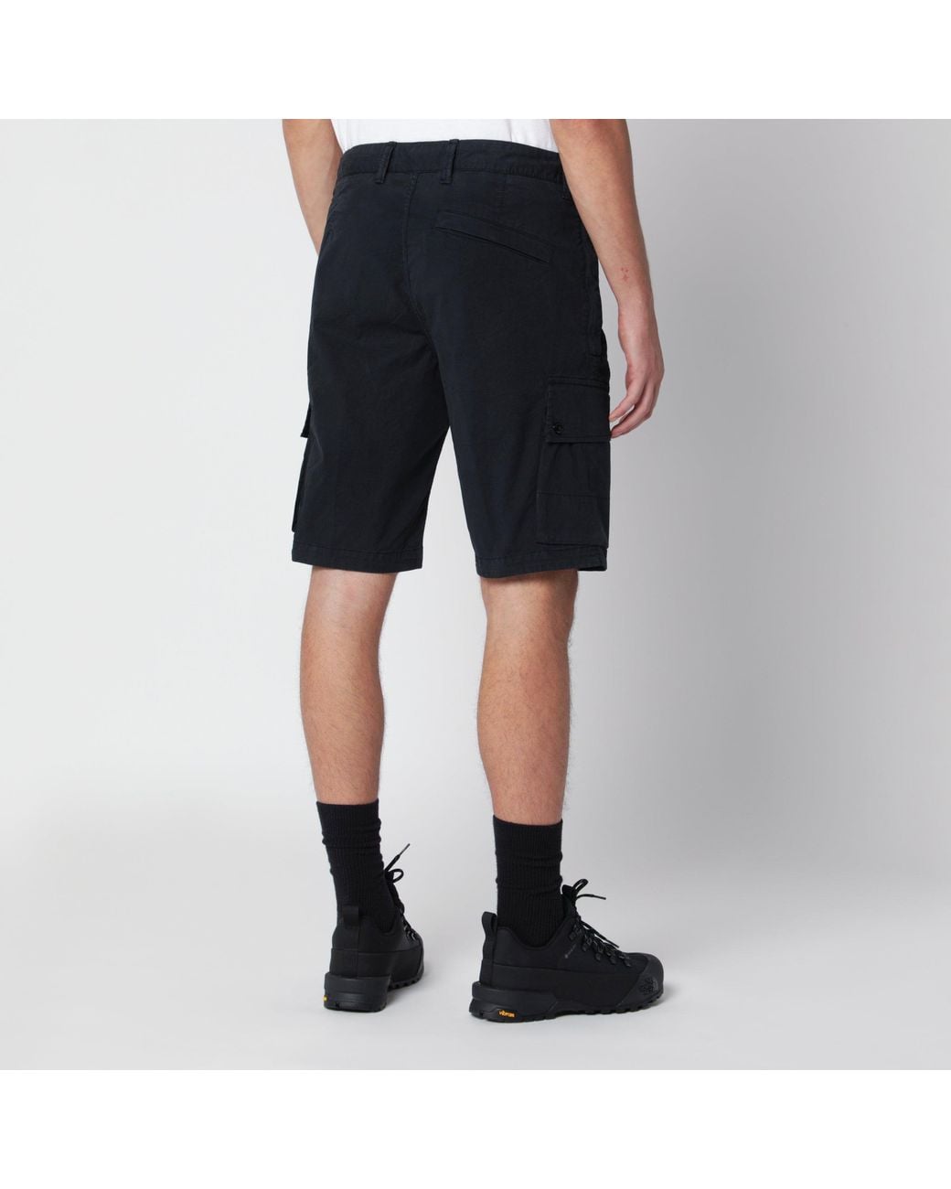 Stone Island Blue Cargo Bermuda Shorts for men