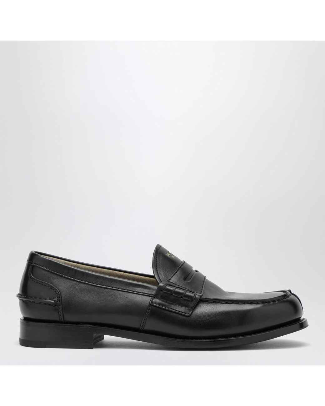 Prada Black Brushed Leather Loafers for men