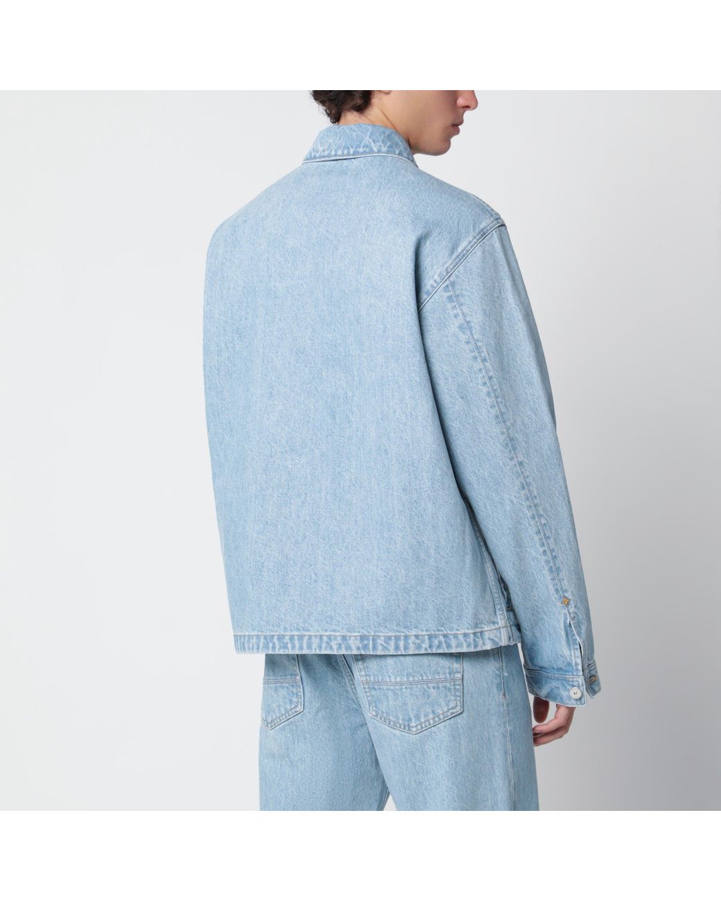 Stone Island Blue Denim Raw Coach Jacket for men