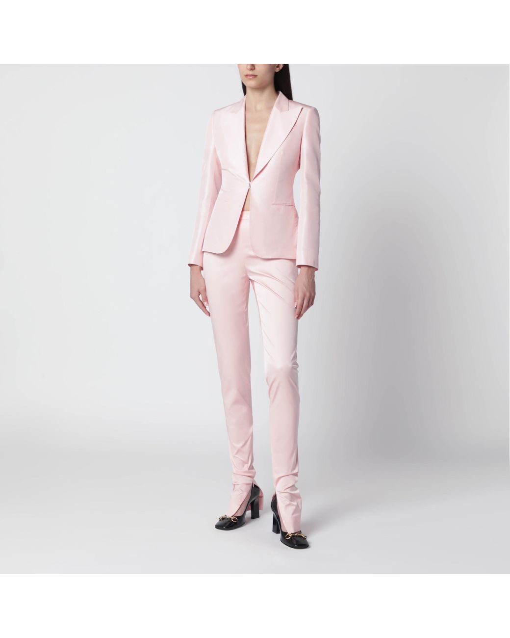 Gucci Pink Stretch Silk Faille Leggings