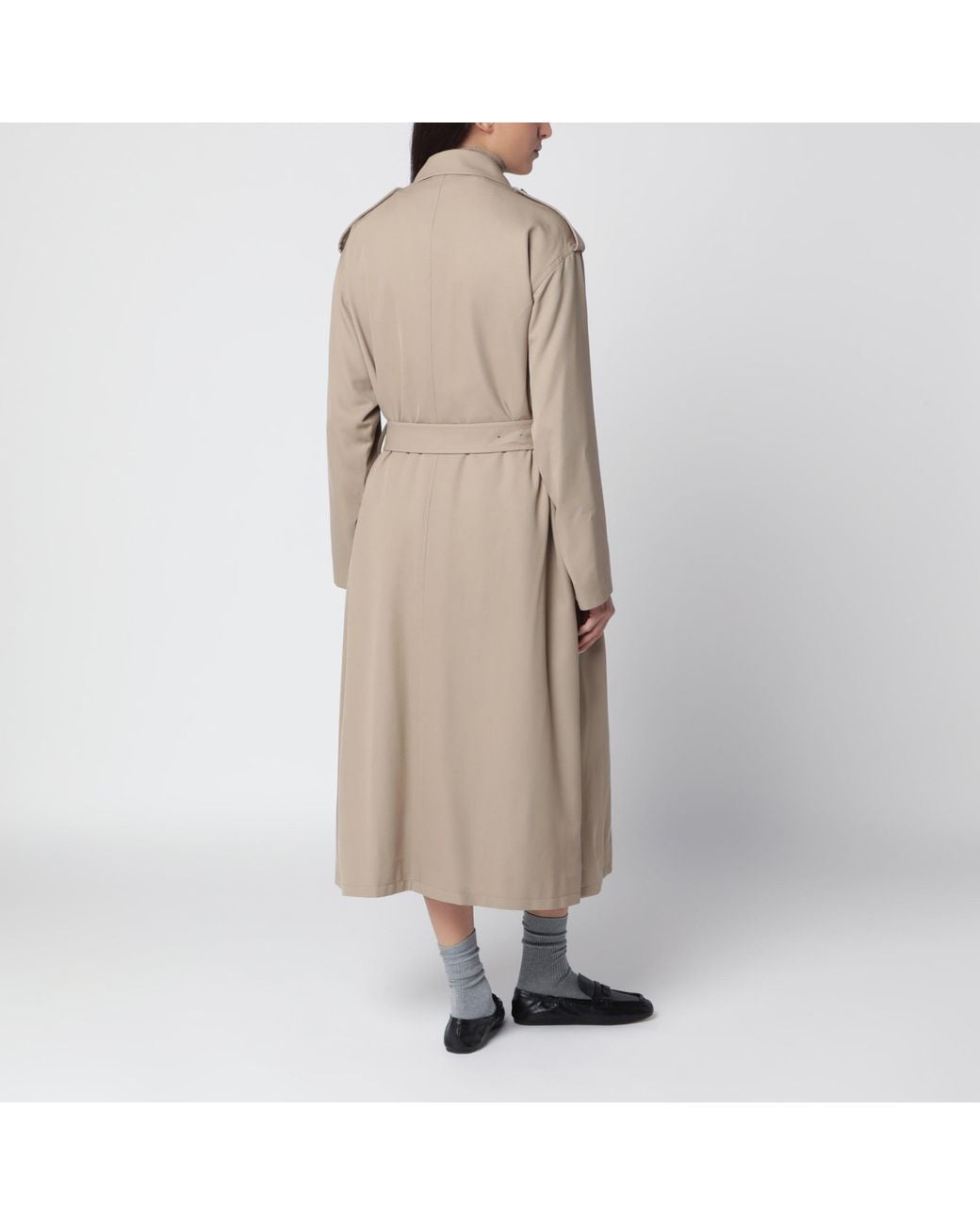 Auralee Natural Wool Trench Coat With Removable Lining