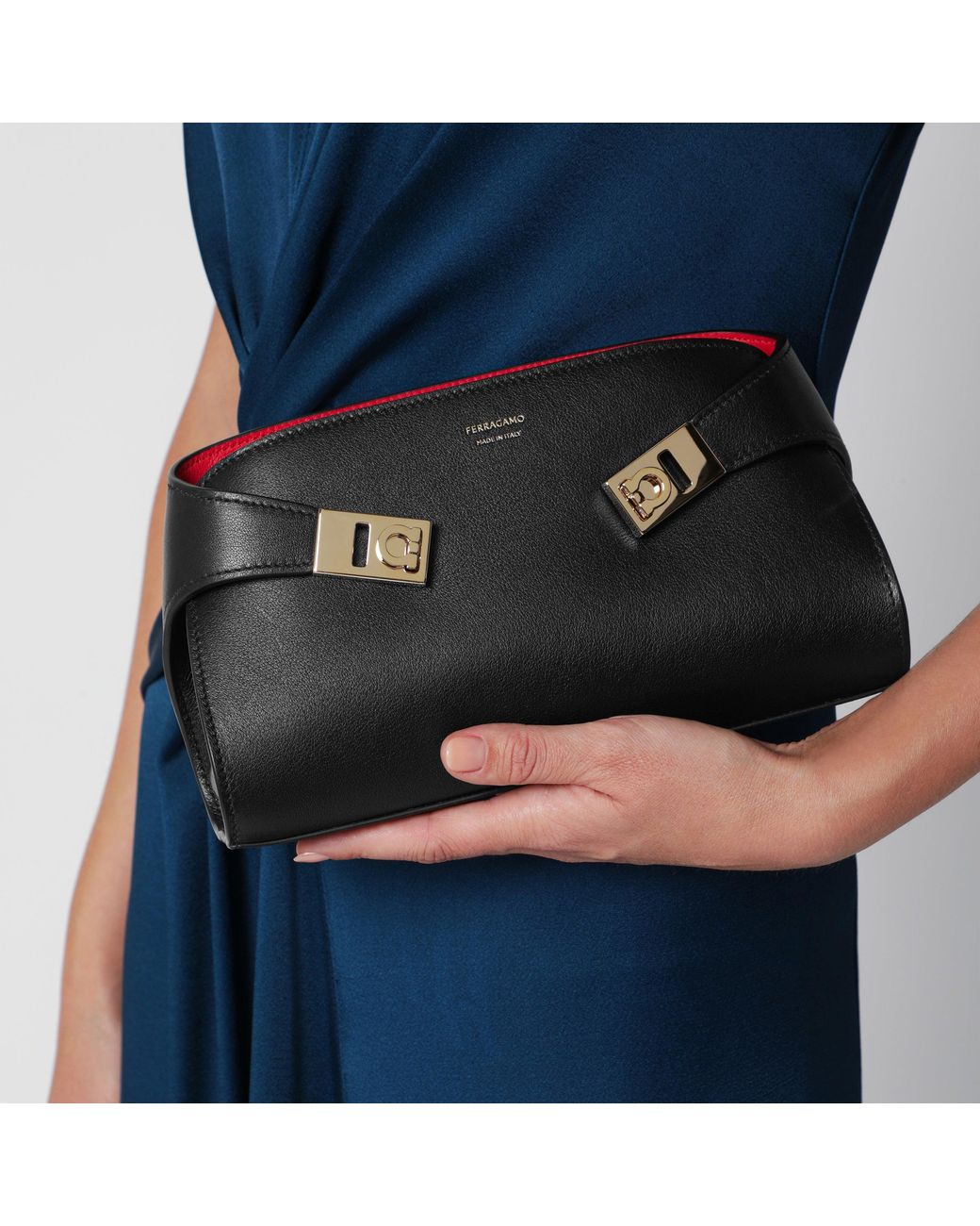 Ferragamo Black Hug/ Calfskin Mini Crossbody Bag