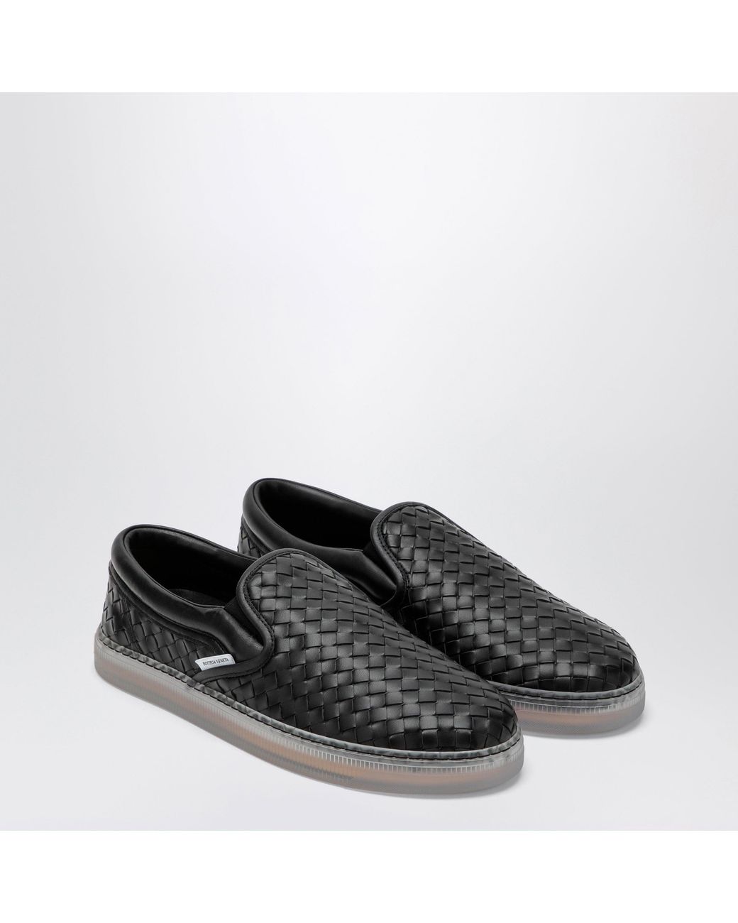 Bottega Veneta Black Serena Slip-On Woven Leather Sneakers for men