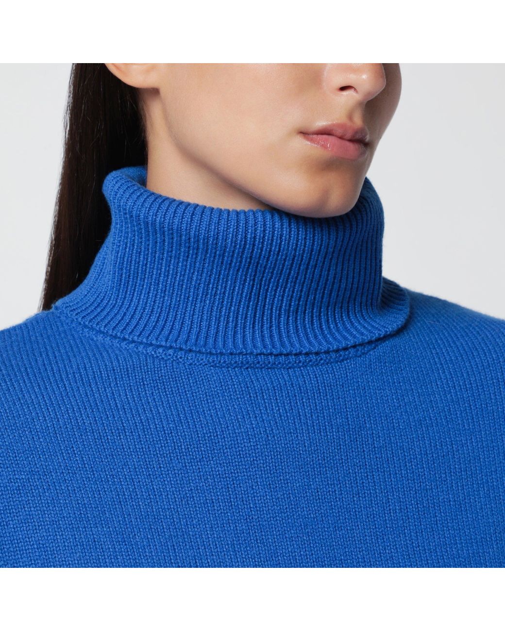 Frankie Shop Blue Gala Merino Wool Turtleneck Sweater