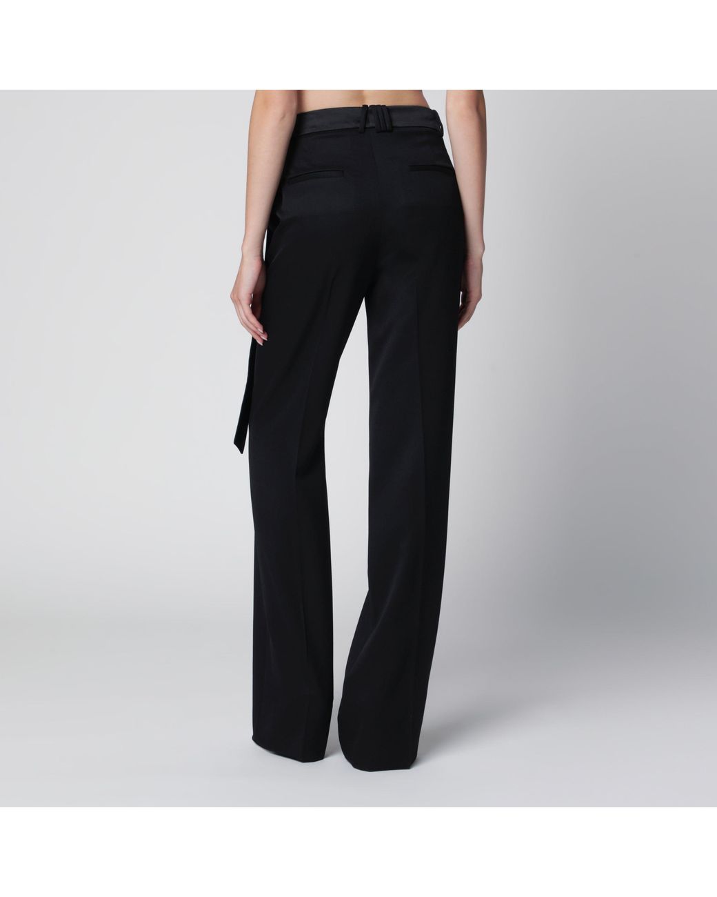 The Attico Black Virgin Wool Tuxedo Trousers