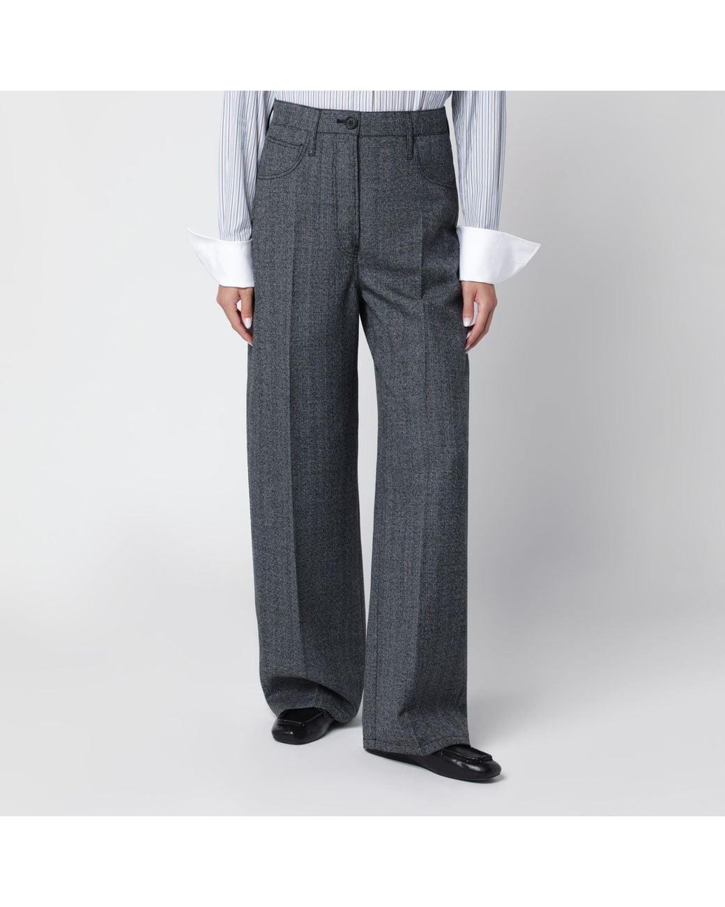 Prada Gray Tailored Wool Trousers