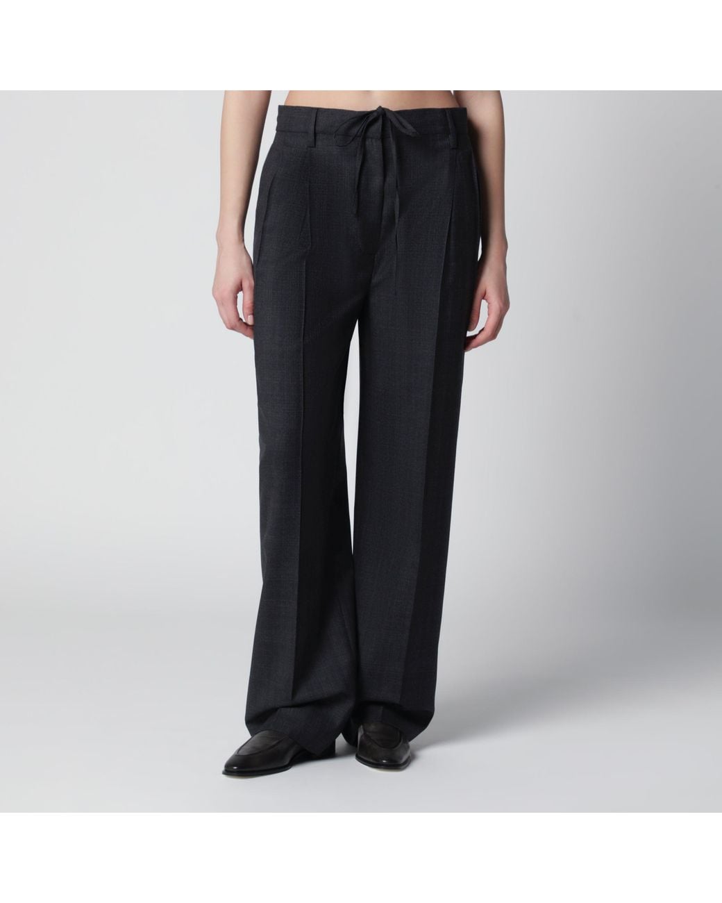 Prada Black Wool Trousers With Check Pattern