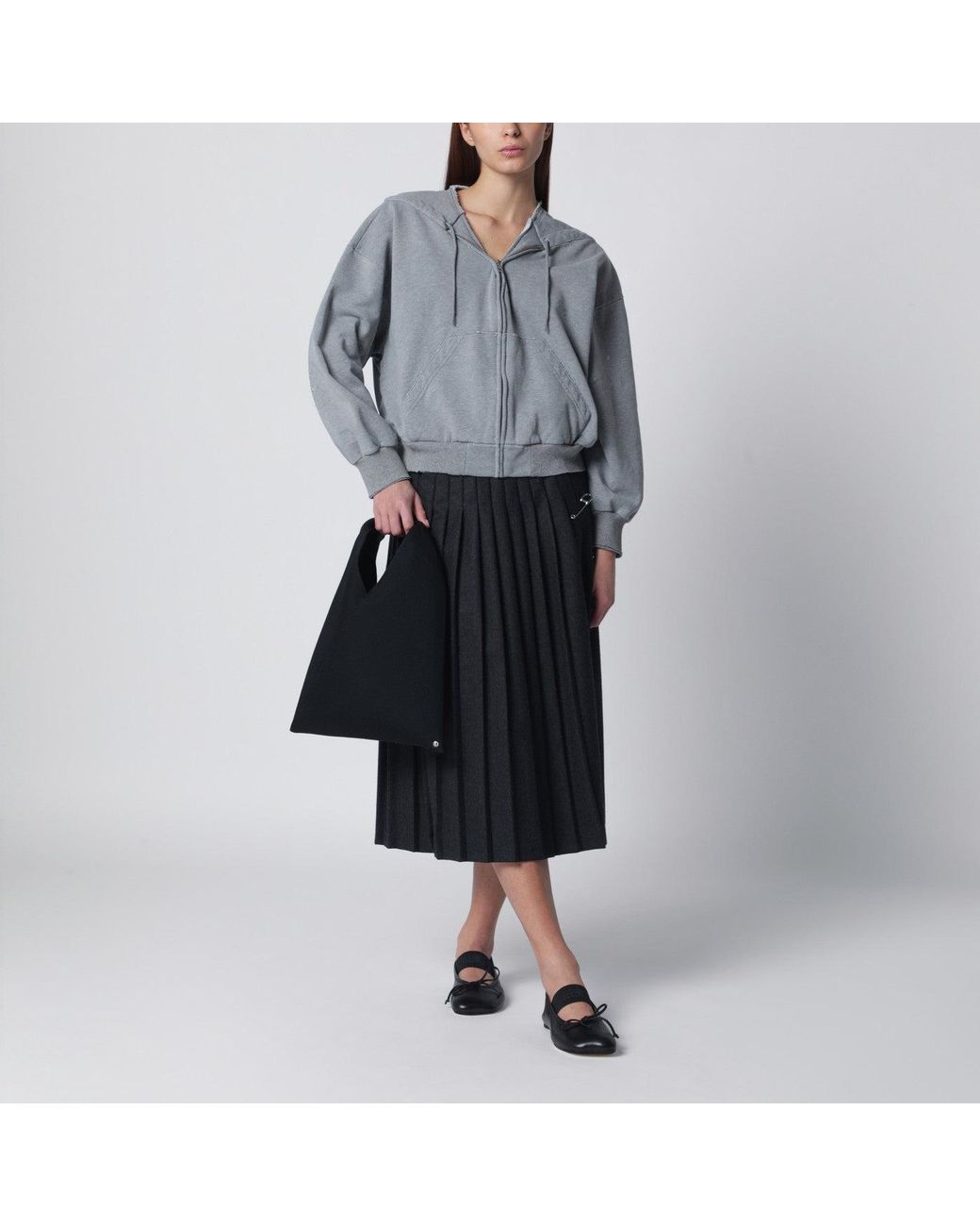 MM6 by Maison Margiela Gray Felpa Con Zip E Coulisse
