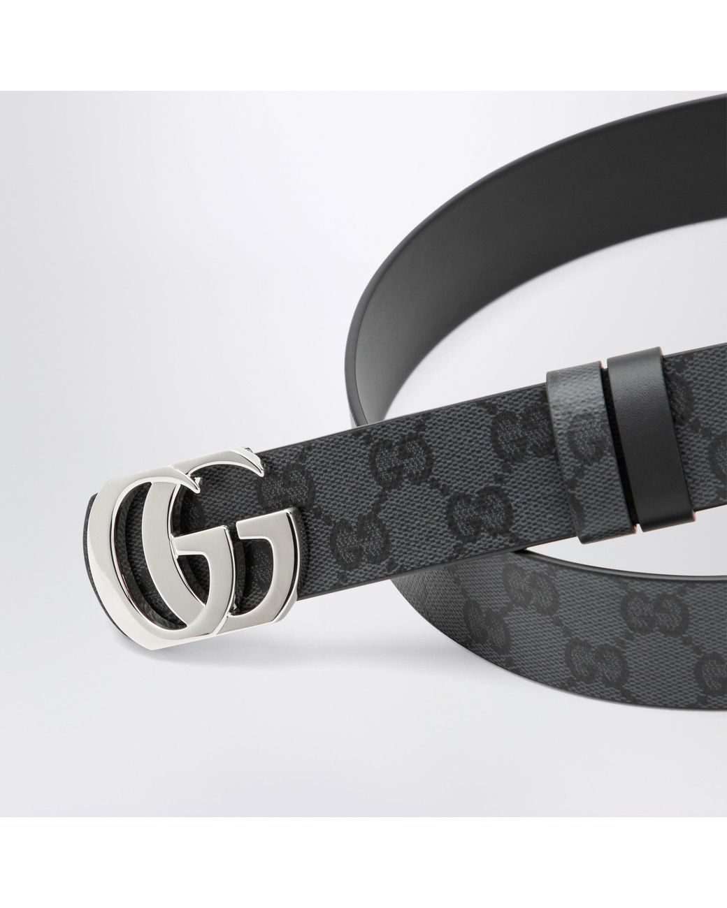 Gucci Black Cut Gg Marmont Reversible Gg Canvas And Leather Belt for men