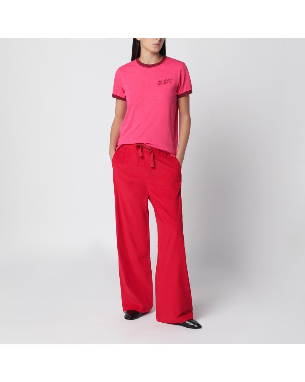 Sanderlak Red Dark Corduroy Trousers