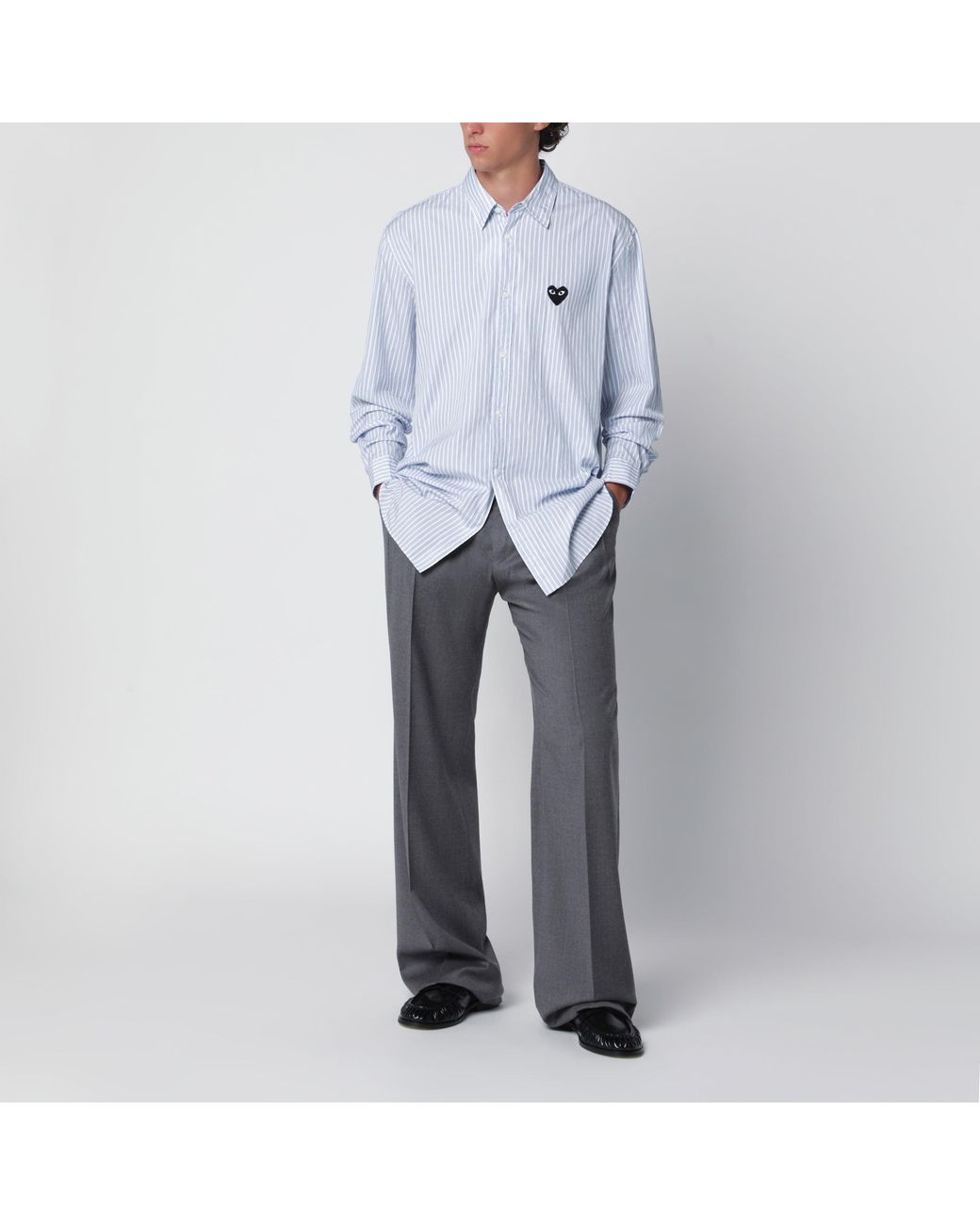 COMME DES GARÇONS PLAY Blue Shirt/Light Striped Cotton Shirt for men