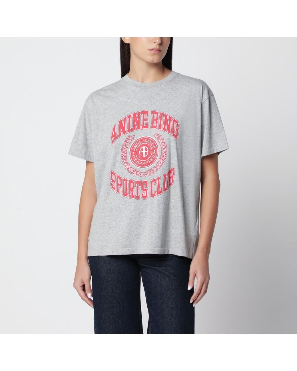 Anine Bing White Cade Tee Collegiate Cotton T-Shirt