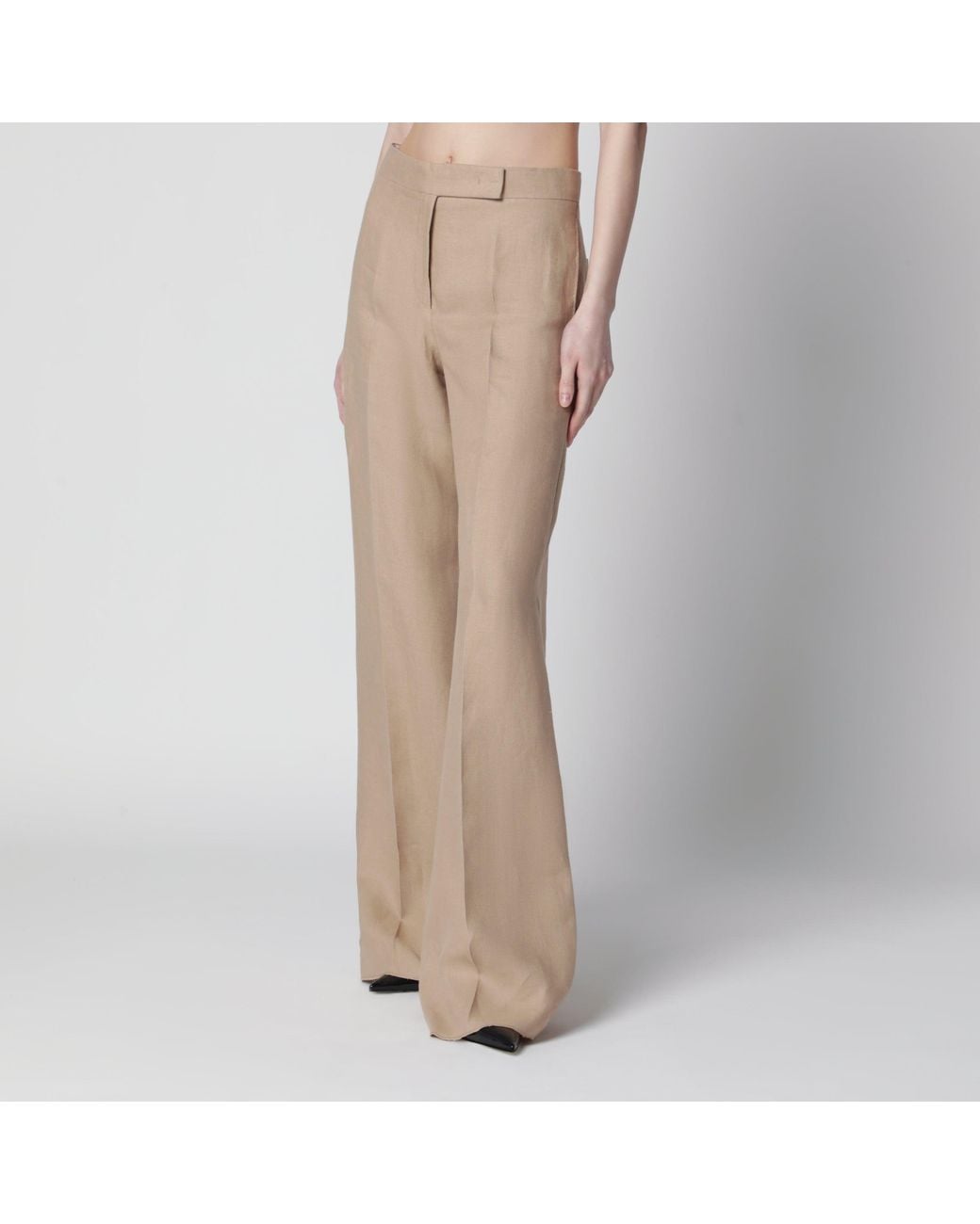 Max Mara Natural Regular-Fit Linen Natté Trousers