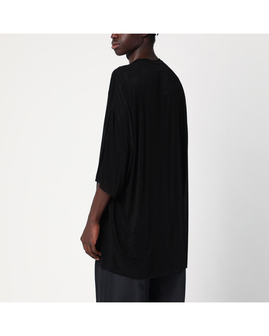 Tシャツ・カットソー RICK OWENS OVERSIZED BLACK CUPRO T-SHIRT Rick Owens Oversized Cupro T-Shirt in Black for Men | Lyst