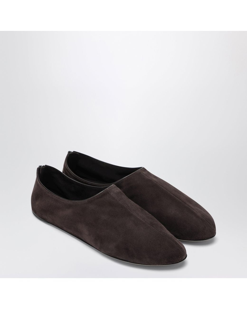 The Row Brown Stellene Moka Goat Suede Slippers