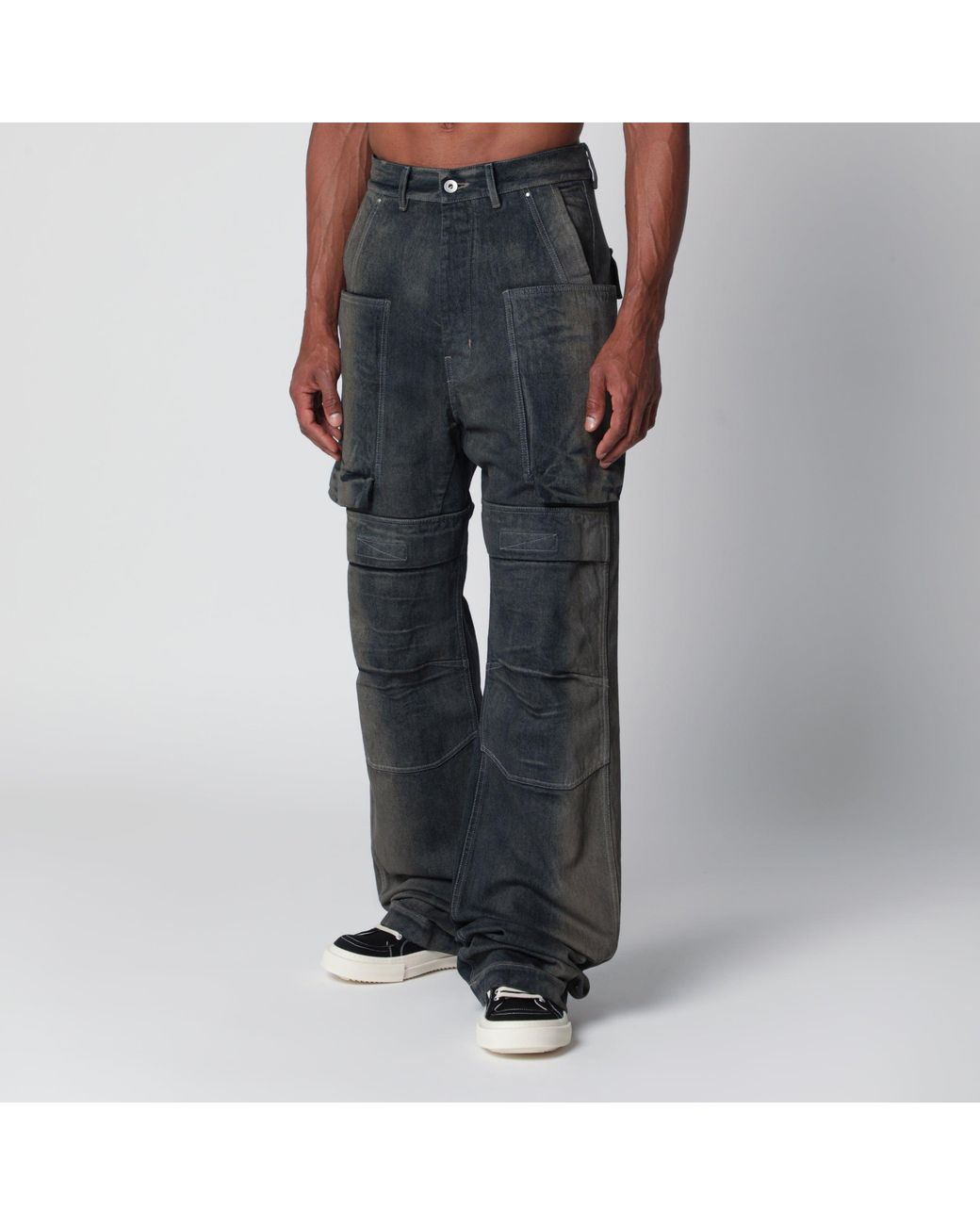 Rick Owens Black Stefan Cargo Straight-Leg Denim Jeans With Pockets for men