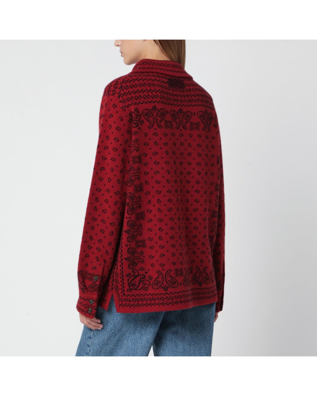 Guest In Residence Red Carminio Wild Rag Shirt-Style Cardigan