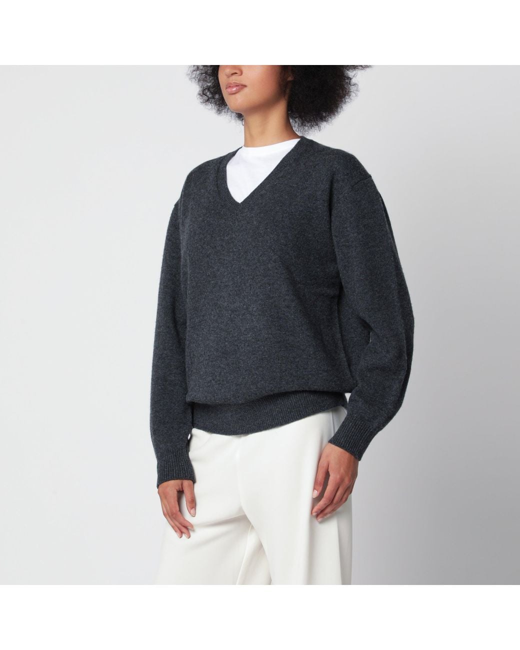 DUNST Blue Melange Wool Blend Crewneck Cardigan