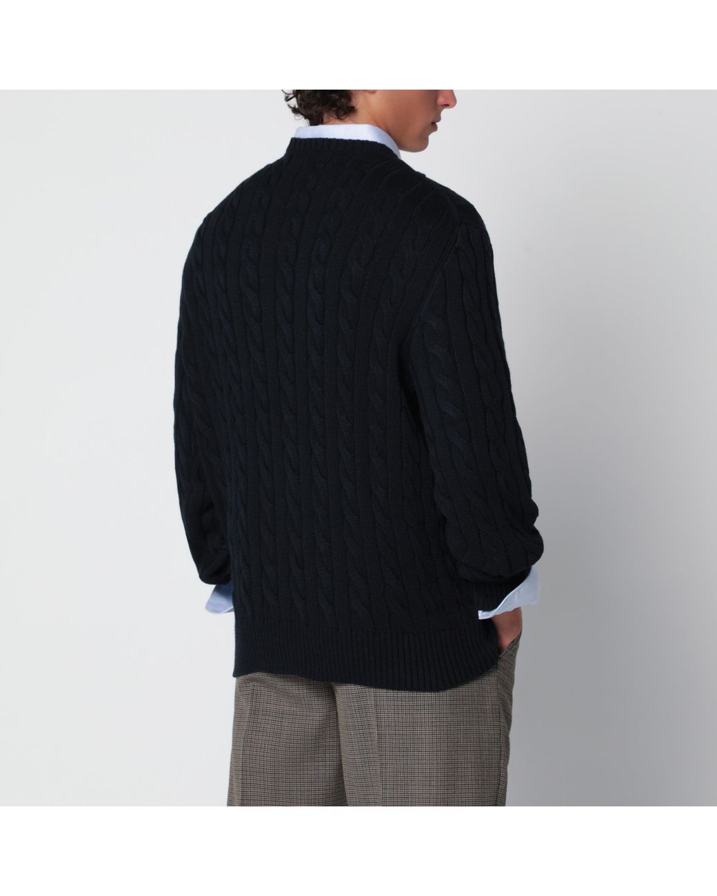 Polo Ralph Lauren Black Hunter Cotton Cable-Knit Sweater for men